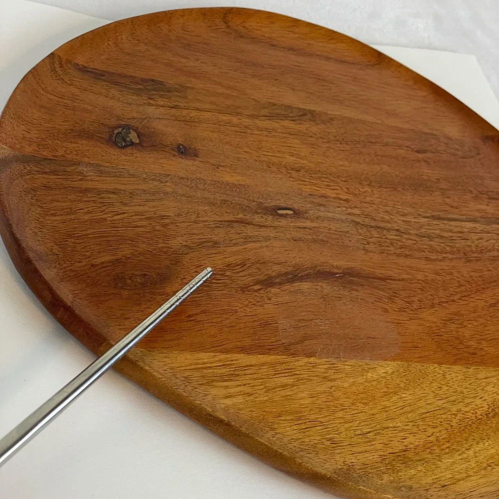 Crate‎ & Barrel Byhring Wood Platter Round Serving Tray Brown 577-374 India